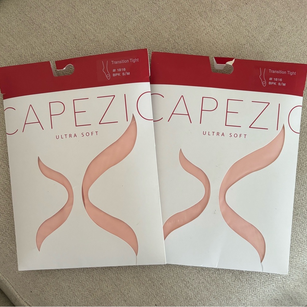 New in Package 2 pairs Capezio 1816 transition tights size S/M ballet pink